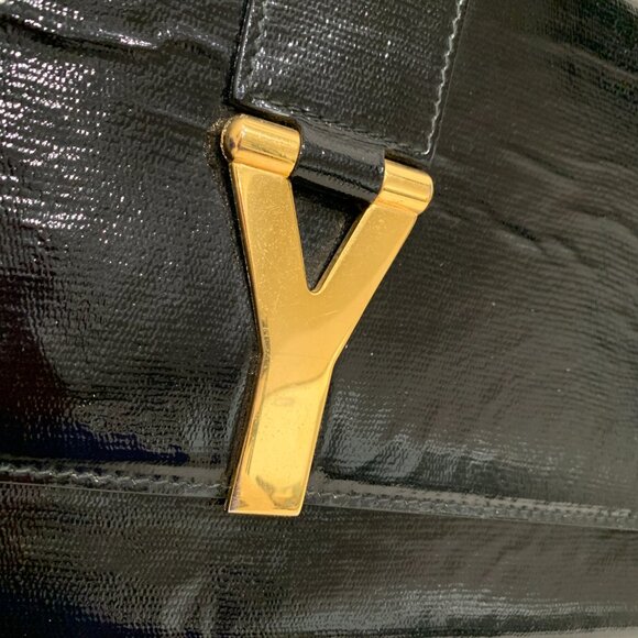 【6MK】YSL Crackled Patent Y Ligne Clutch Sku#84071 (Gently Used) - Picture 8 of 11